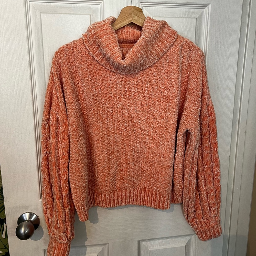 MINKPINK Orange Cowl Neck Sweater with Cable Knit
